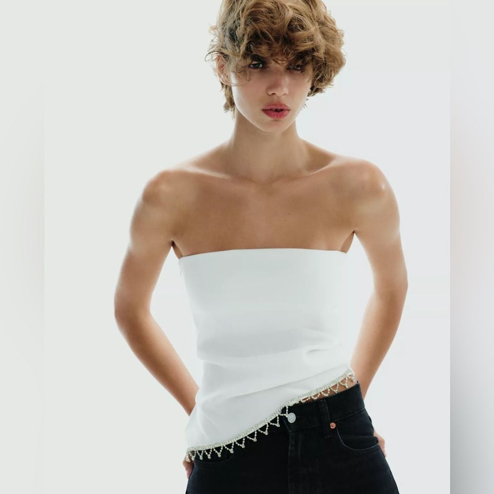 ZARA JEWEL STRAPLESS TOP